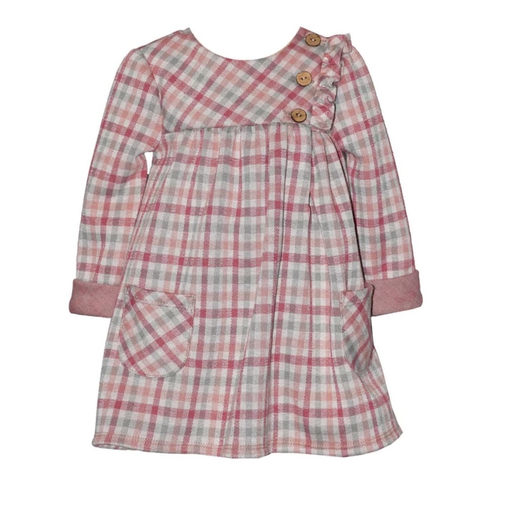 Bonnie Jean Plaid Ruffle Pockets Girl's 12 Dress